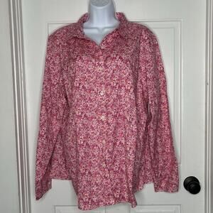 L.L. Bean Women's Pink Floral Patterened Button-up Shirt 2X NWT